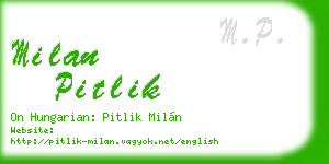 milan pitlik business card